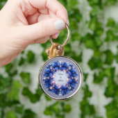🌿 ブルー フローラル リース 名入れ ギフト チャーム 🔑 キーホルダー (手)