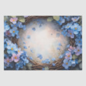 ブルー フローラル リース 水彩 薄葉紙 (正面)