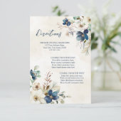 ブルー フローラル 冬の結婚式 案内カード 挿入 エンクロージャーカード (スタンド正面)