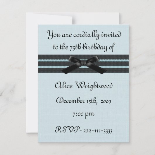 ブルー&ブフォーマルラック誕生日招待状 招待状 (正面)