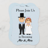 ブルー·ブライド·アンド·グルーム氏結婚式招待状 招待状 (正面/裏面)