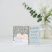 ブルー/ブラウンと可愛いベビーおむつラッフルチケット エンクロージャーカード (スタンド正面)