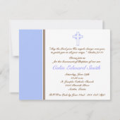 ブルー&ブラウンクロスバプテスマ《キリスト教》洗礼式や命名式招待状 招待状 (正面)