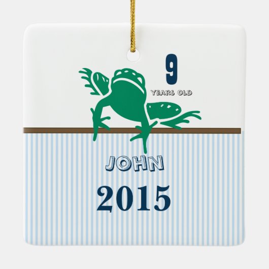 ブルー&ブラウングリーンフロッグストライプオーナメント セラミックオーナメント (裏面)