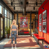 ブルー&ブラウンデニムパッチワークカスタム文字&ロゴ カプリレギンス