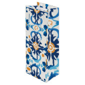 ブルー&ブラウンプレイドワイン抱き枕 ワインギフトバッグ (裏面アングル)