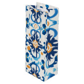 ブルー&ブラウンプレイドワイン抱き枕 ワインギフトバッグ (正面アングル)