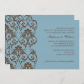 ブルー&ブラウンヴィンテージウェディング招待状 招待状 (正面/裏面)