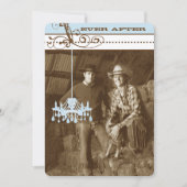 ブルー&ブラウンヴィンテージシャンデリアDamaskあなたの写真 招待状 (正面)