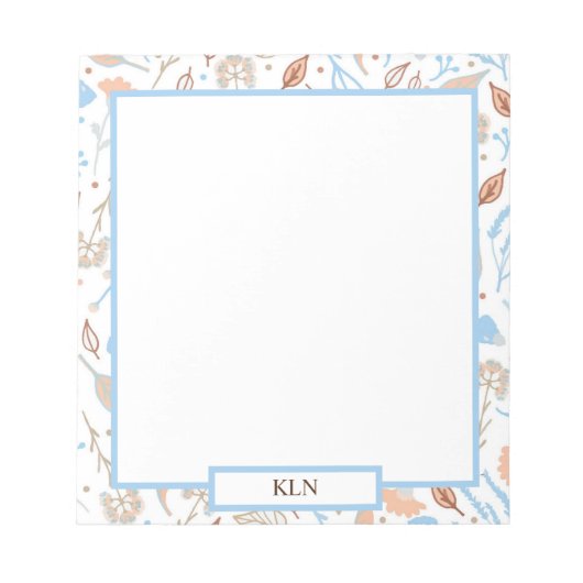 ブルー&ブラウン紅葉 |秋をテーマにしたメモ帳 ノートパッド (正面)