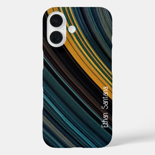 ブルー、ブラウン、イエローの名前をカスタムするカーブストライプ Case-Mate iPhoneケース (裏面)