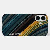 ブルー、ブラウン、イエローの名前をカスタムするカーブストライプ Case-Mate iPhoneケース (裏面 (横))