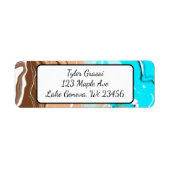 ブルー、ブラウン、タンの海カラー大理石アート ラベル (正面)