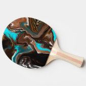 ブルー、ブラウン、ブラックの抽象芸術アート 卓球ラケット (横)