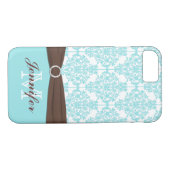 ブルー,ブラウン,ホワイトダマスクiPhone 7ケース Case-Mate iPhoneケース (裏面(横))