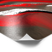 ブルー、ブラウン、レッドの流体抽象芸術アート フォトプリント            (角)