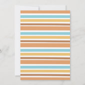 ブルー ブラウン レトロ ここに太陽がやってくる 1歳の誕生日 招待状 (裏面)