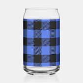 ブルー&ブラックのバイソンチェック柄 ルンバジャケット風インテリア デコレーション ガラス缶 (左)
