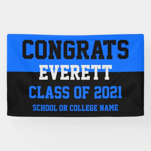 ブルー&ブラックのミニマリスト卒業パーティー 横断幕 (横)