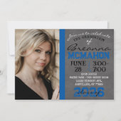 ブルー&ブラックシャルボード卒業招待状 招待状 (正面)