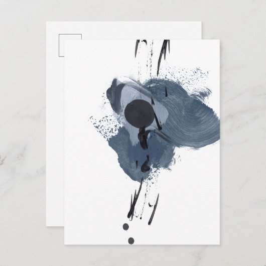 ブルー&ブラックスプラッシュII |ブルーブラック絵を描スプラッシュ ポストカード (正面/裏面)