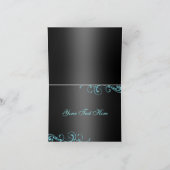 ブルー/ブラックダマスク&ボウサンキューカード サンキューカード (内部)