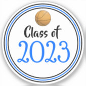 ブルー&ブラックバスケットボールクラスの卒業式 シール (正面)