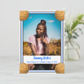 ブルー&ブラックバスケットボール卒業 案内状 (スタンド正面)