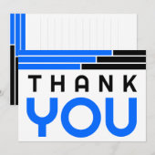 ブルー&ブラックバーグラードパーティーありがとう サンキューカード (正面/裏面)