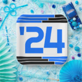 ブルー&ブラックバー24年卒業 ペーパープレート (パーティー)