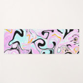 ブルー、ブラックピンクの大理石の渦巻き流体アートヨガマット ヨガマット (正面(横))