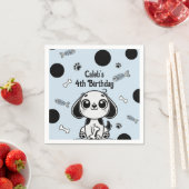 ブルー&ブラックフィッシュボーンズ子犬の誕生日パーティー スタンダードカクテルナプキン (インサイチュ)