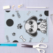 ブルー&ブラックフィッシュボーンズ子犬の誕生日パーティー 薄葉紙 (クラフト)