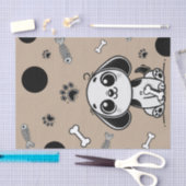 ブルー&ブラックフィッシュボーンズ子犬の誕生日パーティー 薄葉紙 (クラフト)