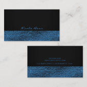 ブルー&ブラックモダングラムシークインエレガントシック 名刺 (正面/裏面)