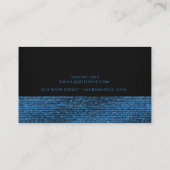 ブルー&ブラックモダングラムシークインエレガントシック 名刺 (裏面)