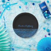 ブルー&ブラックモダングラムシークインシックパーティー ペーパープレート (パーティー)