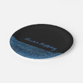 ブルー&ブラックモダングラムシークインシックパーティー ペーパープレート (アングル)