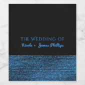 ブルー&ブラックモダングラムシークインシックワインラベル ワインラベル (シングルラベル)