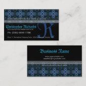 ブルー+ブラック中世タペストリーゴシック様式の名刺 名刺 (正面/裏面)