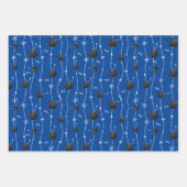 ブルー&ブラック卒業キャップトスラッピング紙 ラッピングペーパーシート (正面3)