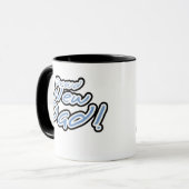 ブルー/ブラック文字誇りを持ったニューダッド マグカップ (正面左)