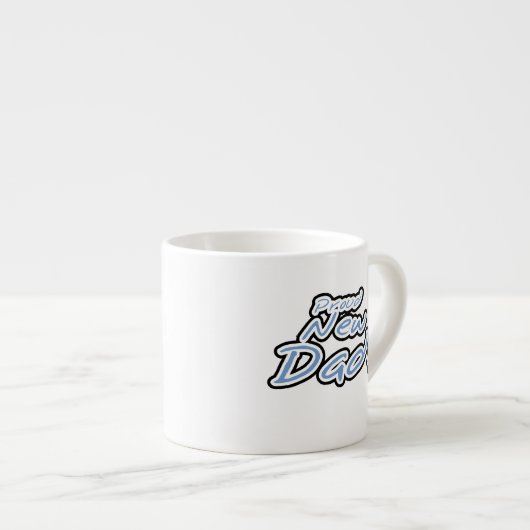 ブルー/ブラック文字誇りを持った新しいDadギフト エスプレッソカップ (正面右)