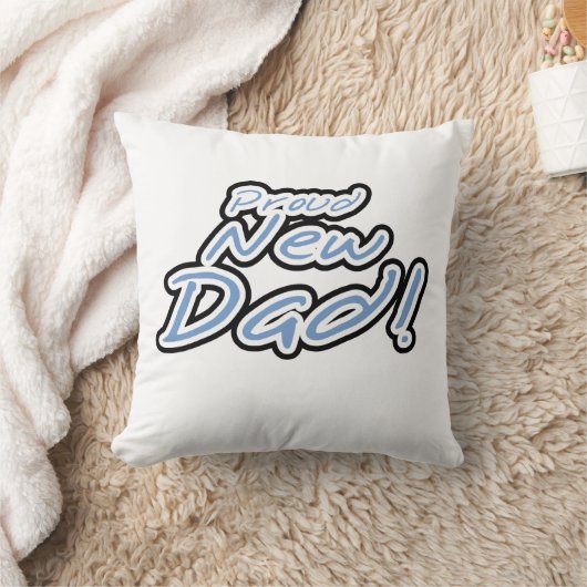 ブルー/ブラック文字誇りを持った新しいDadギフト クッション (ブランケット)