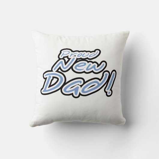 ブルー/ブラック文字誇りを持った新しいDadギフト クッション (裏面)