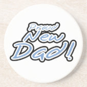 ブルー/ブラック文字誇りを持った新しいDadギフト コースター (正面)