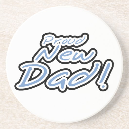 ブルー/ブラック文字誇りを持った新しいDadギフト コースター (正面)