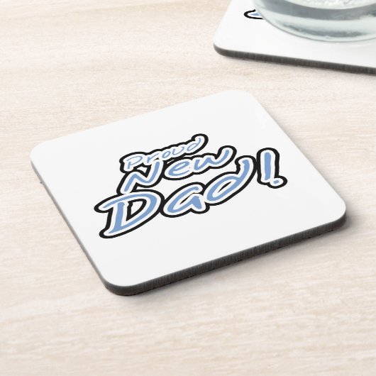 ブルー/ブラック文字誇りを持った新しいDadギフト コースター (左側)