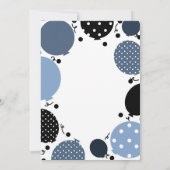 ブルー&ブラック水玉模様バルーン1ST誕生日パーティー 招待状 (裏面)