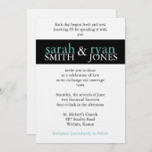 ブルー&ブラック結婚式招待状 招待状 (正面/裏面)